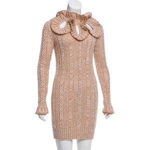 PHILOSOPHY DI LORENZO SERAFINI Wool Cable Knit Mini Dress Size: M